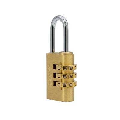 Brass Combination Padlock 21 mm with steel shackle and 3 dials (1.000 combinations)